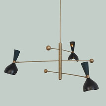 Stilnovo Style 3 Arms 6 Lights Modern Raw Brass Sputnik Pendent Chandelier Lamp - £316.98 GBP