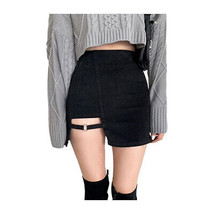 Asymmetric Uneven Hem Mini Skirt   High Rise Black Skirt Trending Goth F... - £23.41 GBP