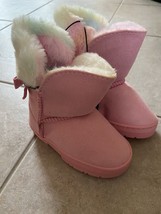NWT Toddler Girls Bebe Fold Over Winter Shearling Boots - Pink Size 5 - £4.01 GBP