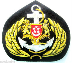 SINGAPORE NAVY OFFICER HAT CAP BADGE NEW HAND EMBROIDERED USA FREE SHIP ... - £15.76 GBP