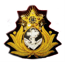 BRAZIL NAVY OFFICER HAT CAP BADGE NEW HAND EMBROIDERED FREE SHIP IN USA ... - $19.75