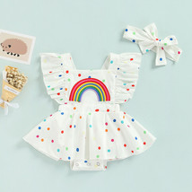 NEW Rainbow Baby Girls Polka Dot Romper Dress &amp; Headband Outfit Set - £8.69 GBP