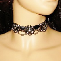 Ds Theme Brasstone Elements Black Ribbon Choker Necklace Under The Hoode - £26.77 GBP