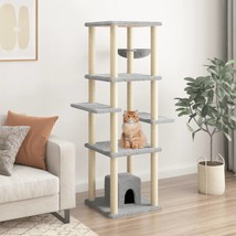 Cat Tree with Sisal Scratching Posts Light Grey 154 cm - £48.13 GBP