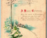 Birds Flying Over Power Lines Winter Scene A Happy Christmas DB Postcard I7 - $4.42