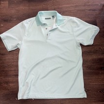 Cubavera Men&#39;s Polo Shirt Size Large Teal Golf Wood Grain Buttons Ribbed Texture - £11.39 GBP