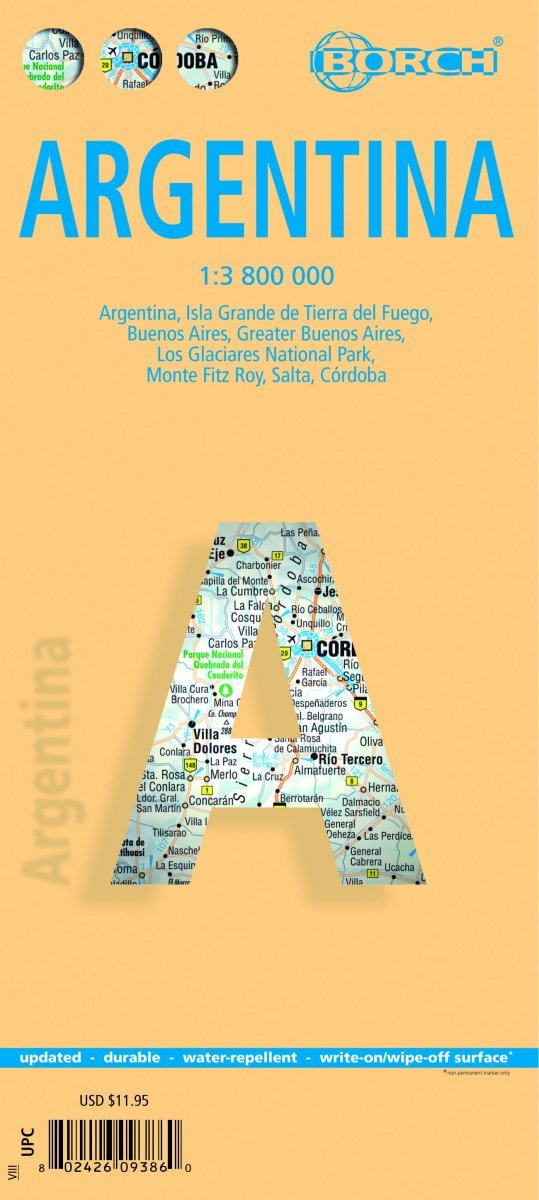 Argentina - Laminated Borch Road Map - $15.54