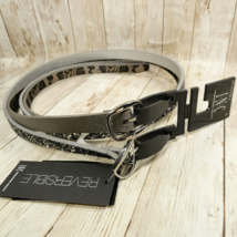 INC International Concepts Black Silver Faux Leather Two Belt Set Medium - NEW - £15.62 GBP