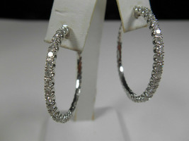 GIA Cert $3K 1.20cts 18K White Gold G SI1 Diamond 1.5&quot; Hoop Earrings 8.6g - £1,345.51 GBP