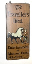 handmade painted wooden sign bar restaurant man cave travellers rest cot... - $59.39