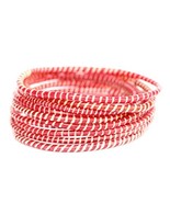 10 Red with White Recycled Flip Flop Bracelets Hand Made in Mali, West A... - £3.97 GBP