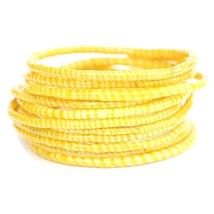 10 White with Yellow Recycled Flip Flop Bracelets Hand Made in Mali, West Africa - £7.12 GBP
