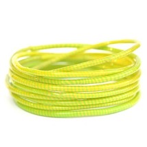 10 Yellow with Green Recycled Flip Flop Bracelets Hand Made in Mali, West Africa - £7.12 GBP