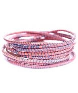 10 Pink with Blue Recycled Flip Flop Bracelets Hand Made in Mali, West A... - £7.14 GBP