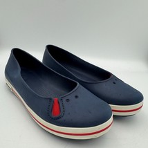 Crocs Walu II Navy Blue Flats Shoes Women’s 9 Red White Nautical Slip-On... - $466.91 MXN