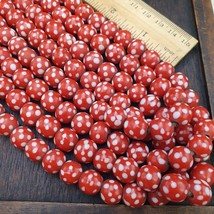 Skunk Venetian Inspired Beads 10mm Red Thousand Eye Polka Dots Beads - $36.80