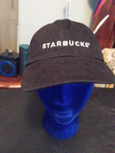 Starbucks Employee Worker Uniform Strapback Black White Script hat cap - £6.95 GBP