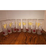 Set of 8 Vintage Federal Frosted Glasses Lemon Cherry Ice Cube Tom Colli... - $81.43 CAD