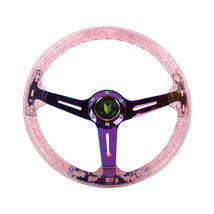 Brand New JDM Beginner Leaf Universal 6-Hole 350mm Deep Dish Vip Pink Crystal Bu - £63.52 GBP