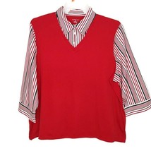 Allison Daley Womens Pullover Knit Top Blouse Size 3X  Collared 3/4 Sleeve Red - £10.92 GBP
