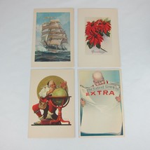 Vintage Christmas Cards Poinsettias Norman Rockwell Santa News &amp; Ship US... - £25.06 GBP