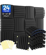 24 Pack Curved Acoustic Foam Panels 3&quot; X 12&quot; X 12&quot; Sound Proof, Side Adh... - $1,057.04 MXN