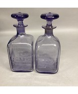Set Of 2 Purple Lavender Glass Ship Decanters Apothecary Jars W/ Stoppers - $27.77 CAD