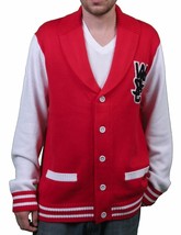 WeSC Hombre Massimo Punto Verdadero Rojo Cárdigan Suéter de Algodón Nwt - $81.92
