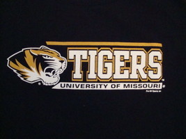 NCAA Missouri Tigers College University School Student Fan Black T Shirt L - £14.55 GBP