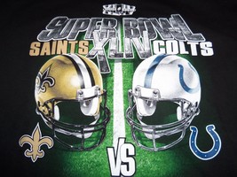 NFL Super Bowl XLIV (44) Colts Vs. Saints Black Graphic Long Sleeve T Shirt - L - $17.14