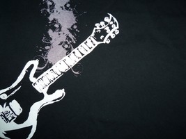 Guitar Rock &amp; Roll Music Theme Black Graphic Print T Shirt L - £15.75 GBP