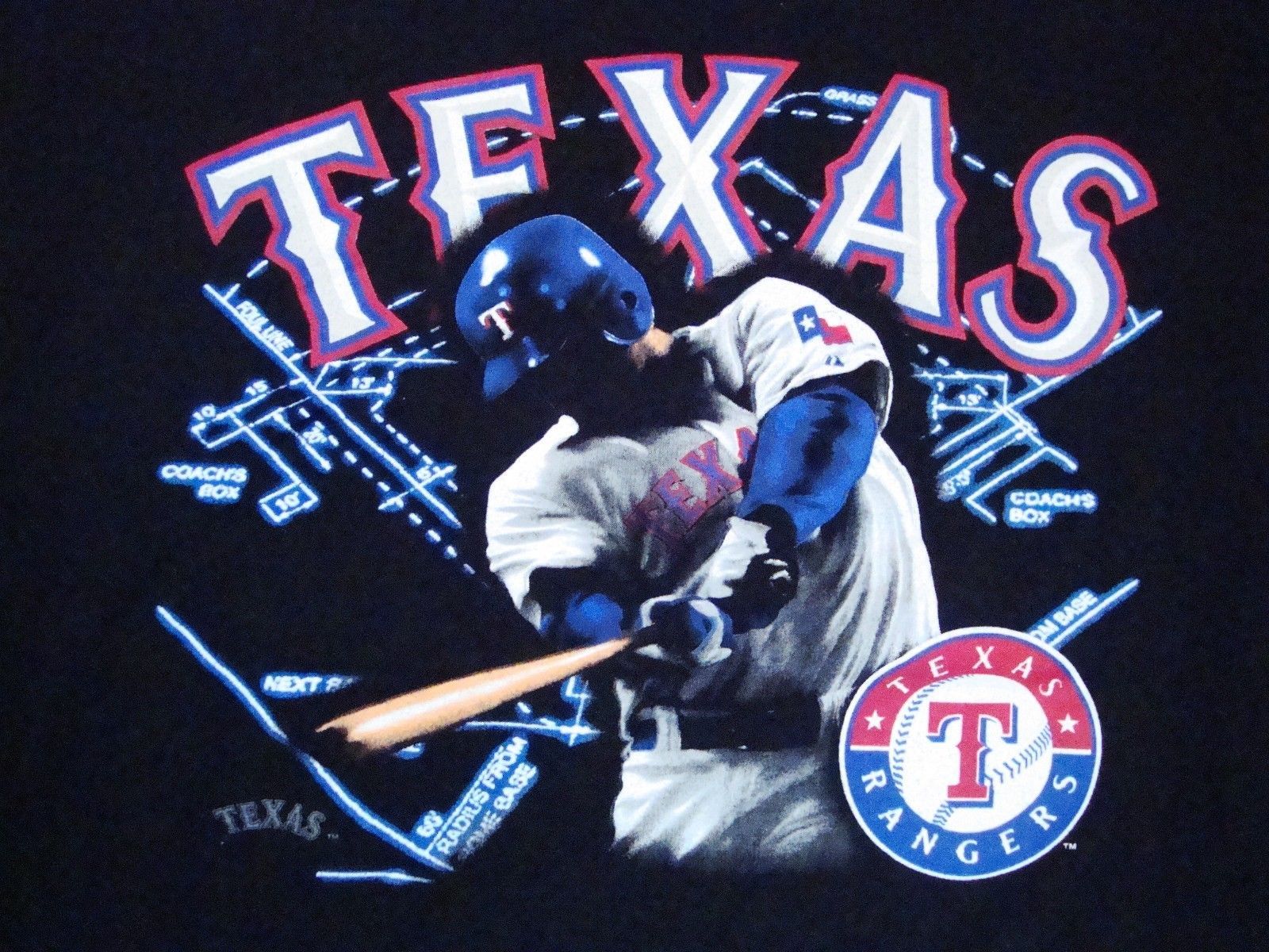 MLB Texas Rangers Major League Baseball Official Apparel Black T Shirt 2XL - £14.94 GBP