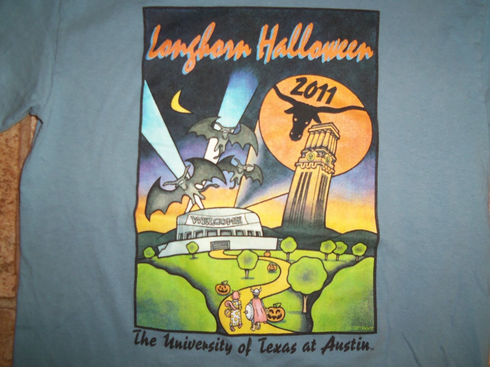 NCAA Halloween 2011 UT Texas Longhorns Blue Graphic Print T Shirt S - $18.50