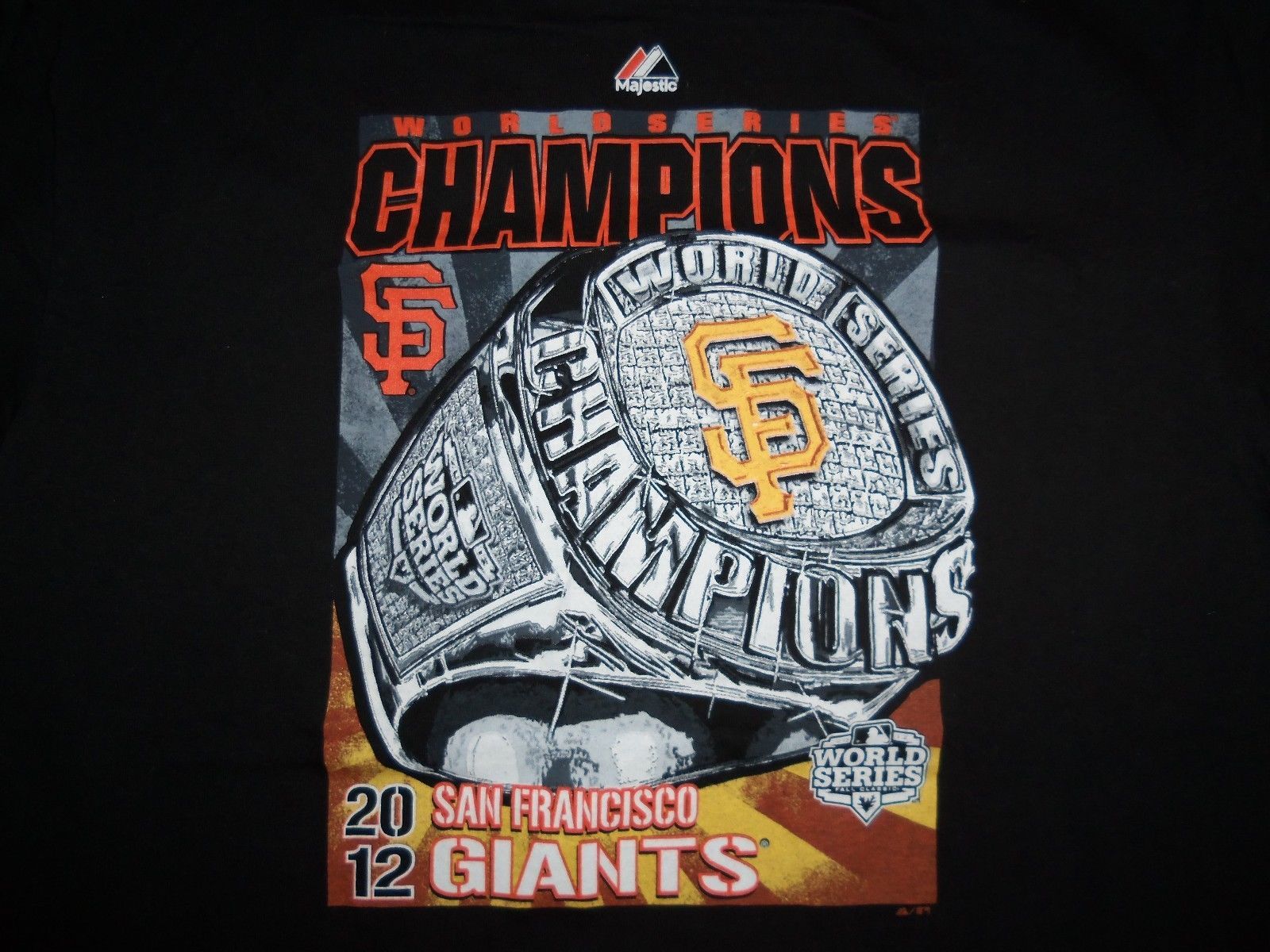 Primary image for MLB San Francisco Giants 2012 World Series Champs Black Graphic Print T Shirt L