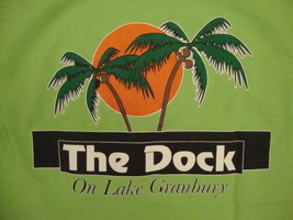 The Dock on Lake Granbury North Texas Vacation Souvenir Light Green T Shirt S - £14.76 GBP