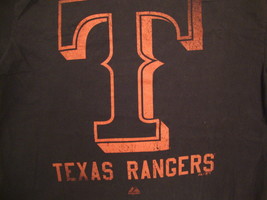 MLB Texas Rangers Major League Baseball Fan Majestic Apparel Black T Shi... - £12.63 GBP