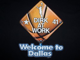 An item in the Sports Mem, Cards & Fan Shop category: NBA Dallas Mavericks "Dirk At Work" #41 Dirk Nowitzki Black Graphic T Shirt XL