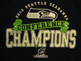 NFL Seattle Seahawks National Football 2013 Conference Champions Blue T Shirt L - £12.56 GBP