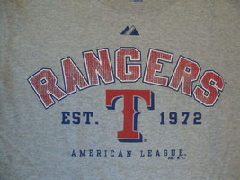 MLB Texas Rangers Major League Baseball Fan Majestic Apparel Gray T Shirt S - £12.48 GBP
