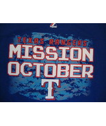 MLB Texas Rangers Major League Baseball Fan Mission October Blue T Shirt M - $19.00