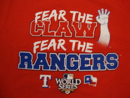 MLB Texas Rangers Major League Baseball Fan 2010 World Series Red T Shirt XL - £14.87 GBP