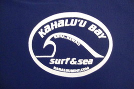 Kahalu&#39;u Bay Kona Hawaii Surf and Sea Surfing Apparel Blue Nylon T Shirt L - £15.65 GBP