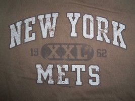 MLB New York Mets Baseball Team Brown Graphic Print T Shirt L - £12.65 GBP