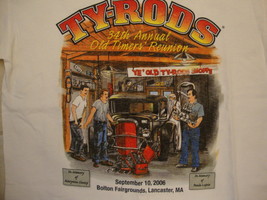 TY-Rods Shop 34th annual old Timer&#39;s Reunion Lancaster MA 2006 White T Shirt M - £14.71 GBP
