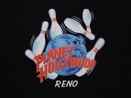Planet Hollywood Reno Bowling Logo Souvenir Casino Restaurant Black T Sh... - $19.64