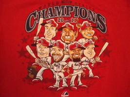 MLB St. Louis Cardinals Baseball Fan Caricature 2011 Champions Red T Shirt L - £18.33 GBP