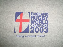 Rugby World Champions England 2003 Grey Graphic Print T Shirt L - $15.91