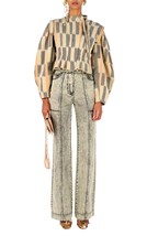Ulla Johnson Womens Hiroki Gatheres Striped Cotton Zipper Blazer Jacket S 4 - £181.45 GBP
