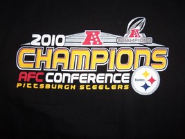 NFL 2010 AFC Champs Pittsburgh Steelers Black Graphic Print T Shirt M - £12.60 GBP