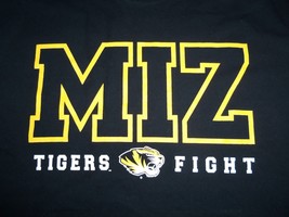 NCAA University of Missouri Mizzou &quot;Tigers Fight&quot; Black Graphic Print T Shirt XL - £12.85 GBP